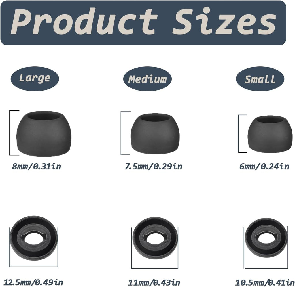 6 Pairs Replacement Eartips for Samsung Galaxy Buds Pro Headphones, Silicone Tips Earbuds Eartips Set, L/M/S Earplug Replacement Accessories (Black, Without Pen)