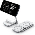2-in-1 Magsafe Charger Stand, Zinc Alloy Foldable Magnetic Wireless Charger, 20W Portable Fast Wireless Charging Station for iPhone 15/14/13/12 Series, AirPods 3/Pro/2
