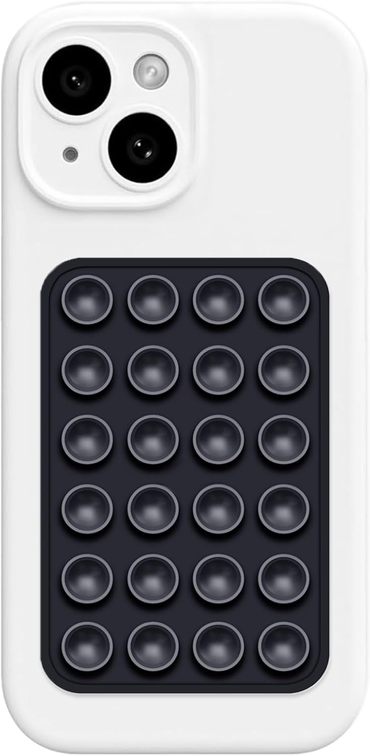 AZXYI Silicone Suction Phone Case Mount, Silicon Adhesive Suction Cup Phone Mount, Non Slip Sticky Phone Grip for Cellphone, Strong Grip Holder for Selfies and Videos (Black)