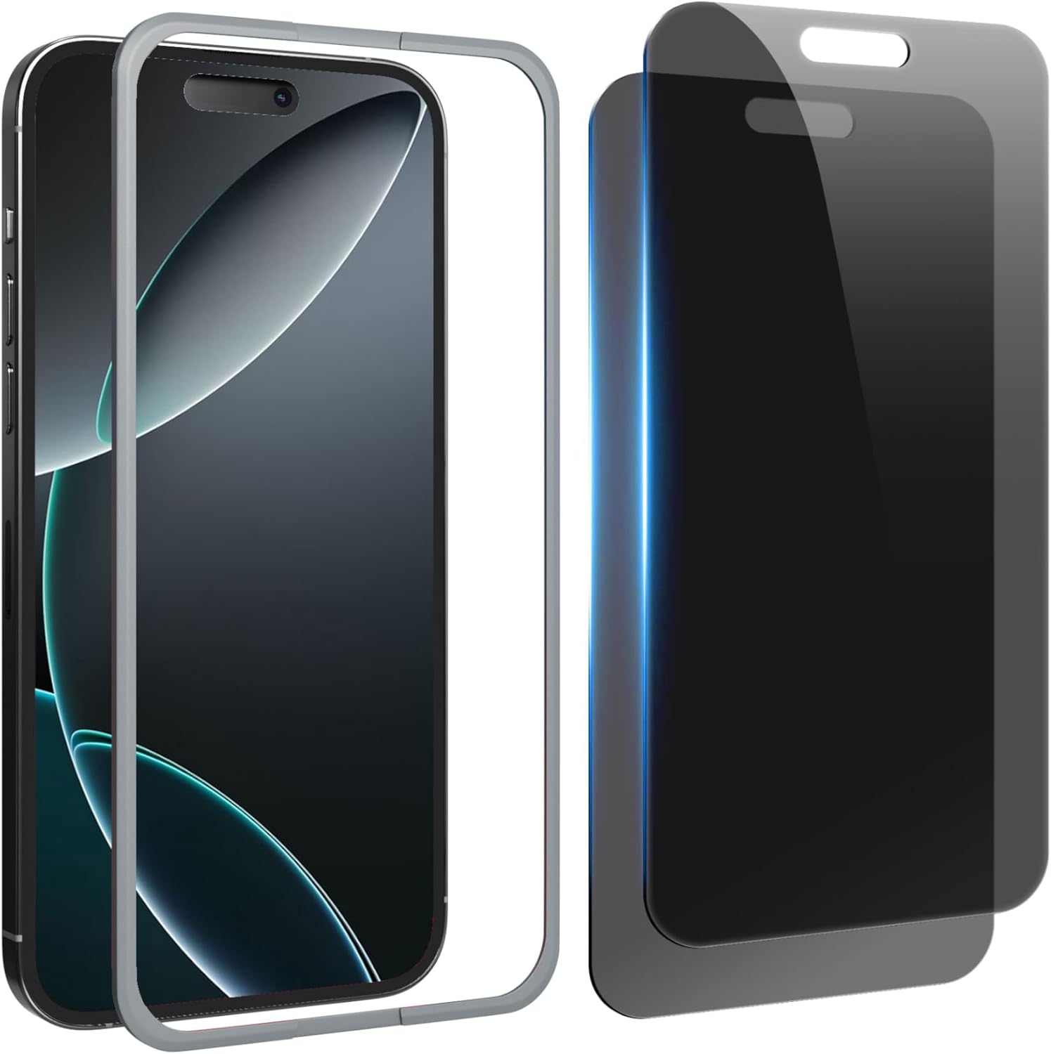 Compatible for iPhone 16 Pro Max Privacy Screen Protector 6.9 inch, Anti Spy Anti Blue Light HD Tempered Glass Screen Protector Easy Installation, Case Friendly, 2 Pack Black