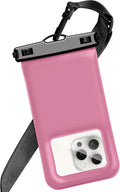 Floatable Waterproof Phone Pouch/Case with Crossbody Lanyard for iPhone 16 Pro Max/15 Pro/14/13/12, IP68 Cellphone Dry Bag Beach Cruise Ship Essentials, 1 Pack-Pink-7″