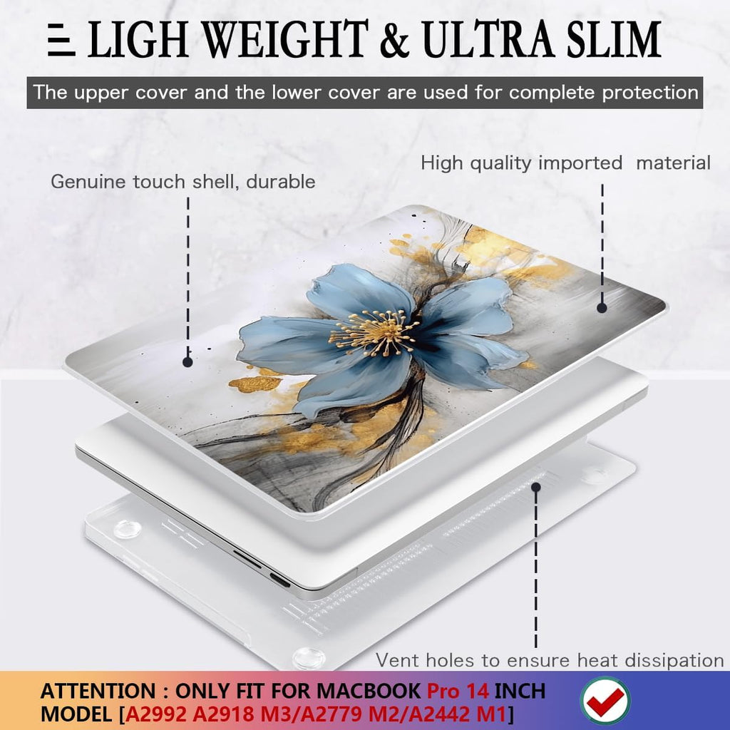 CISSOOK for MacBook Pro 14 Inch Case 2024 2023 2022 2021 M4/M3/M2/M1 Pro/Max Chip A3401 A3112 A3185 A2918 A2992 A2779 A2442 Model, Plastic Cover for MacBook Pro 14'' with Touch ID, Retro Floral