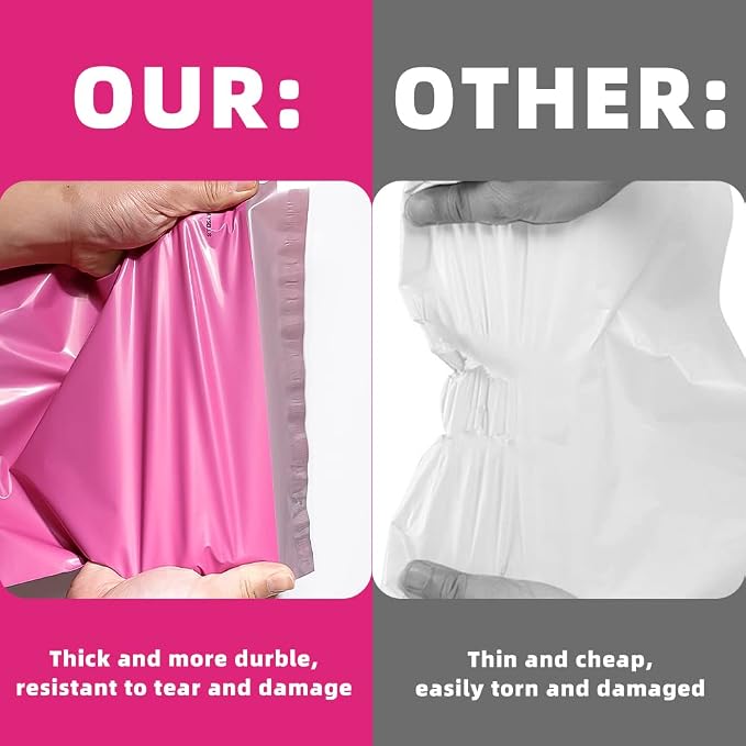 POLYSELLS 200 pcs 9x12 Inches Pink Poly Mailers Shipping Envelopes, Strong - Image 6