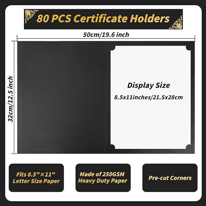 Oleitodh 80 Pcs Certificate Holders Bulk, Document Covers - Image 2