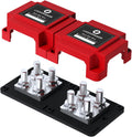 400A Bus Bar 8 M10 (3/8 inch) Terminal Studs Modular Design Tin Plated Copper Distribution Block Positive Pole Electrical Buss Bars 12-48 V DC with Cover for Trailer Marine Boat Car RV