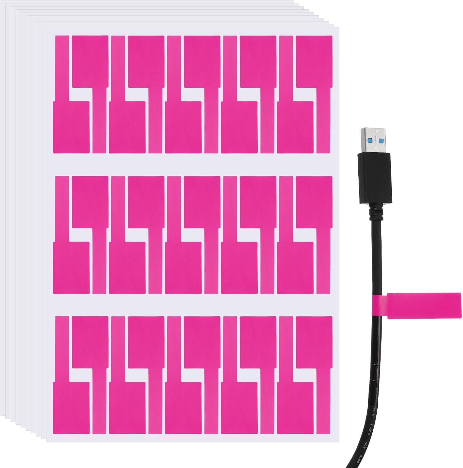 uxcell 300 Pcs Cable Labels, Waterproof Wire Cord Labels Tags, Cord Organizer Management Tags for Charger Cable Organizer Wire Markers Printer and Handwriting, Rose Red