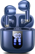 Wireless Earbuds, Bluetooth Headphones with Deep Bass Stereo, 48H Playback Ear Buds with LED Power Display Charging Case，Lightweight, IPX7, in-Ear Earphones with Mic for for Phone Tablet Laptop, Blue