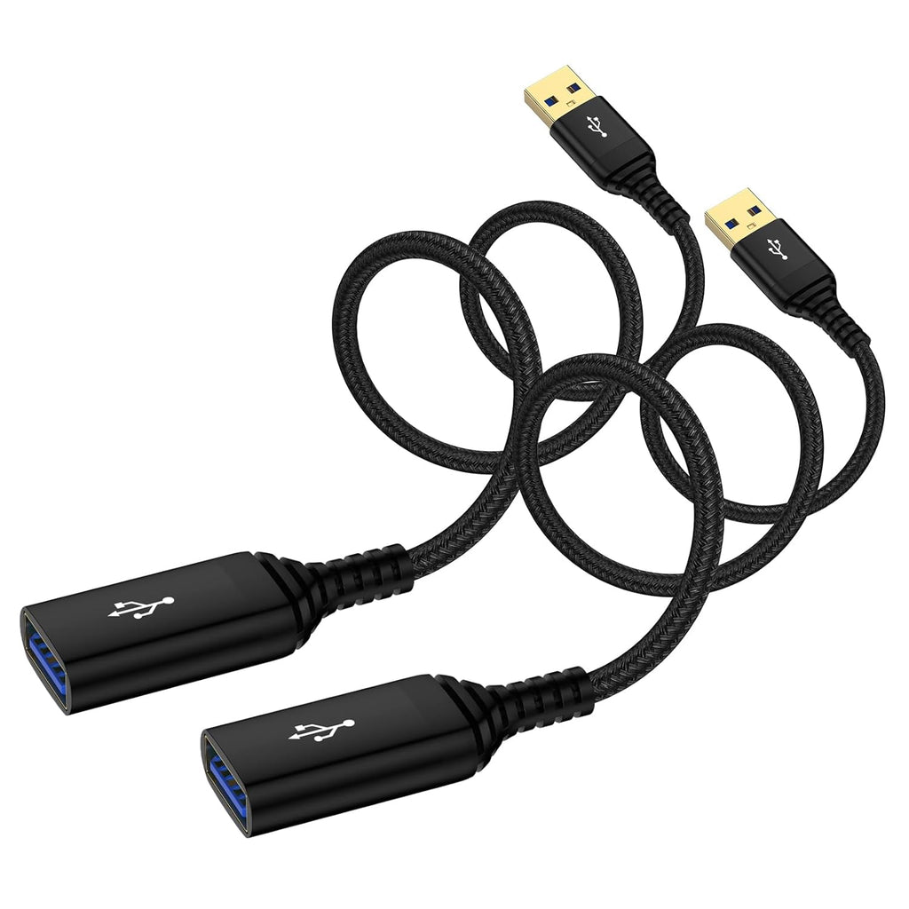 USB Extension Cable 10FT, 2 Pack High Speed USB3.0 Extension Cord Type A Male to Female USB Extender Cable 5Gbps Fast Data Transfer Extender Cord for Keyboard,Webcam,Flash Drive,Printer,Camera,Headset