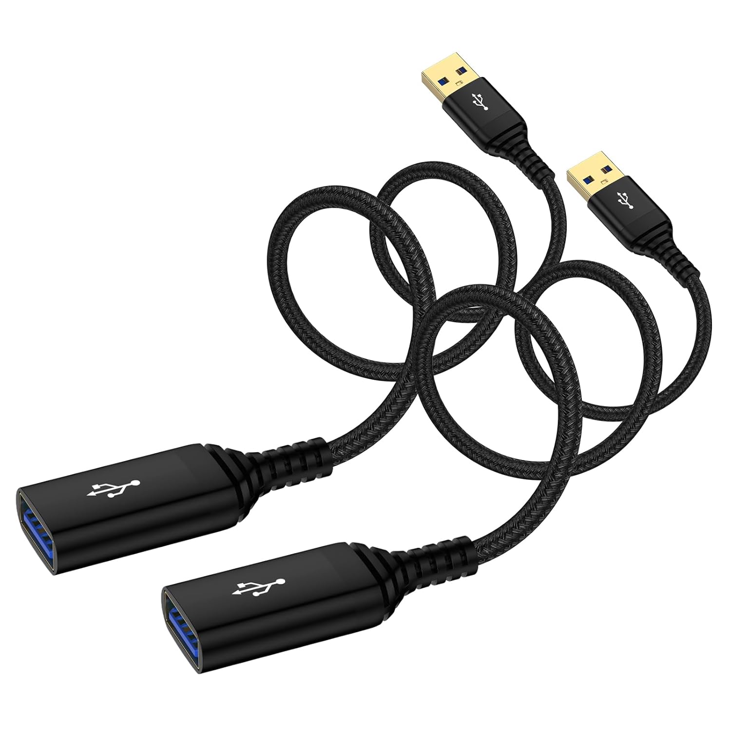 USB Extension Cable 10FT, 2 Pack High Speed USB3.0 Extension Cord Type A Male to Female USB Extender Cable 5Gbps Fast Data Transfer Extender Cord for Keyboard,Webcam,Flash Drive,Printer,Camera,Headset