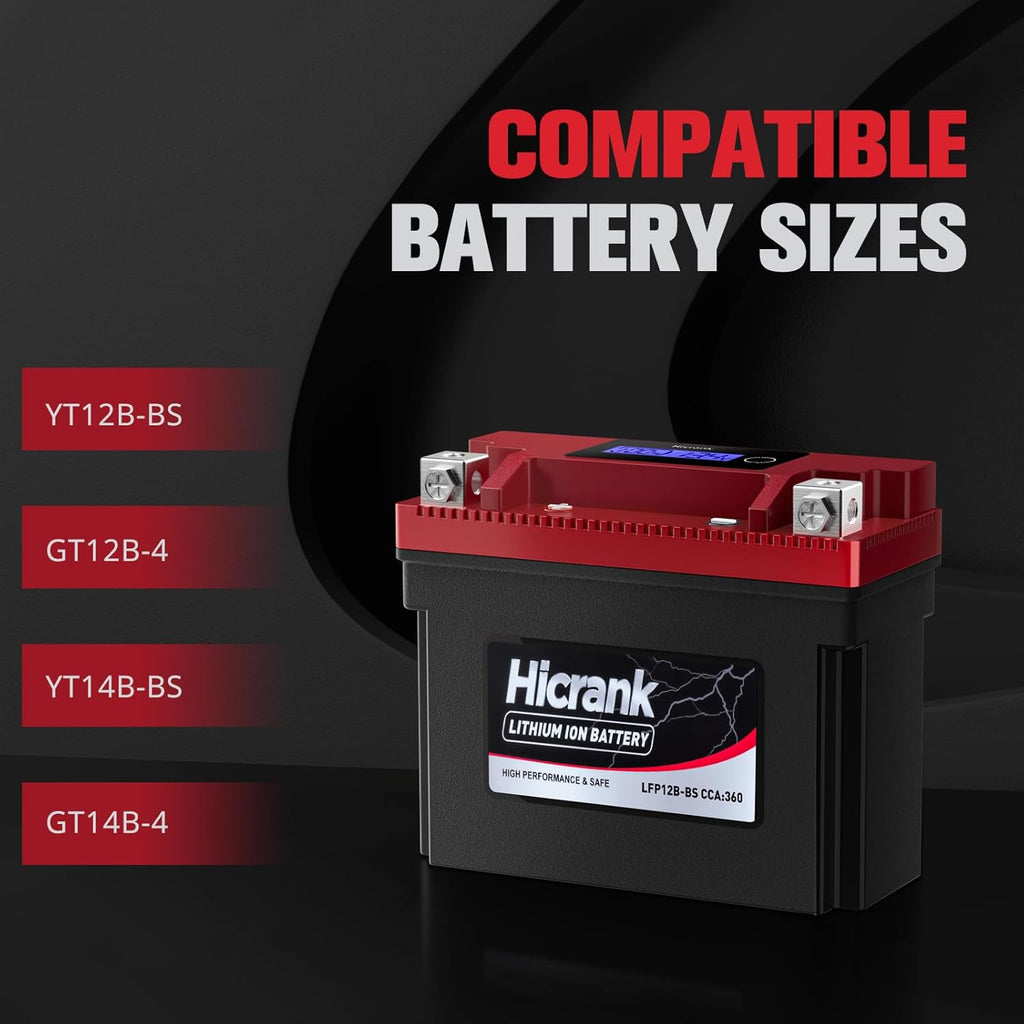 YT12B-BS Lithium 12V 6Ah 360CCA LiFePO4 Motorcycle Battery, Powersports Battery for Scooter, ATV, UTV, Jet Ski, Personal Watercraft, Snowmobile, Quad, Riding Lawn Mower, Tractor