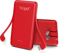 TG90° 5000mAh Ultra Slim Power Bank Built in Foldable AC Plug and Cables, Card Size Battery Pack Portable Charger for Phones, 4 in 1 External Battery Pack Compatible with iPhone, Samsung, Google