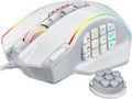 Redragon Gaming Mouse, MMO Gaming Mouse UP 12400 DPI, 19 Macro Programmable Buttons, RGB Mouse with 12 Side Buttons, 8 * 2.4g Weight Tuning for PC Laptop MOBA FPS, White