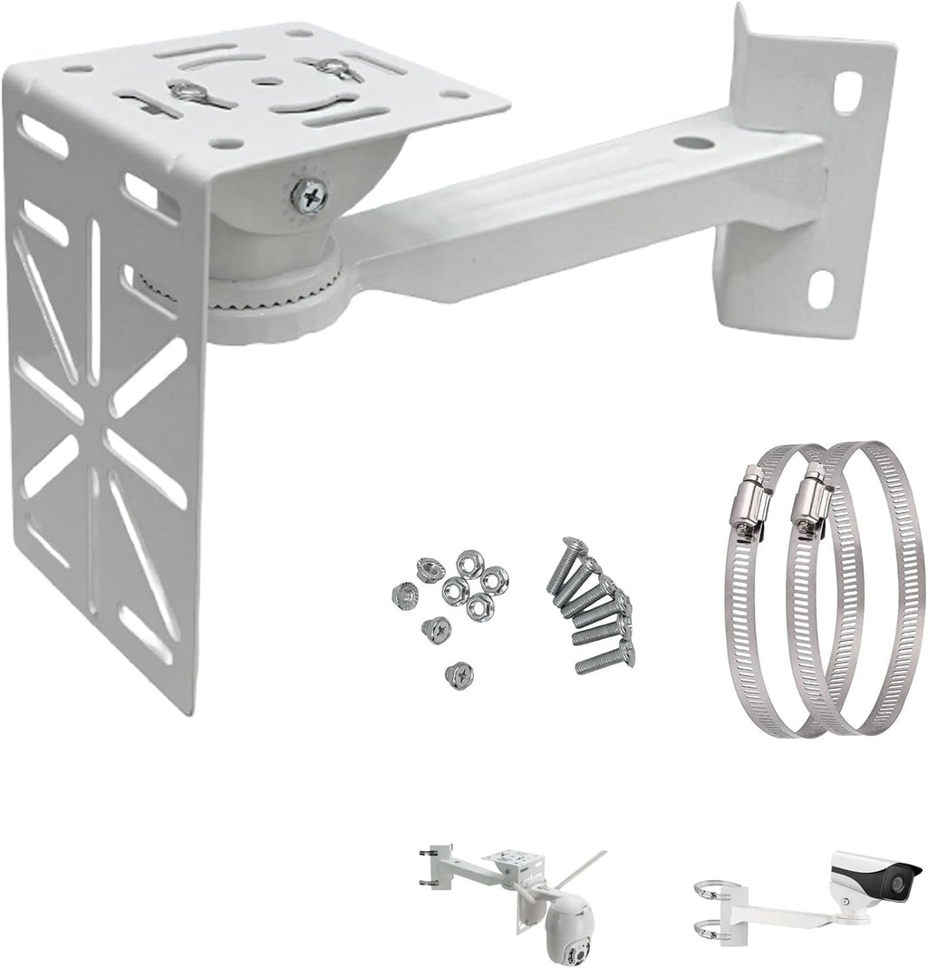 L-Shape Dome Camera Bracket, Wall Ceiling Mount for Security Dome Cameras, Wall Mount,Corner (Vertical Pole Bracket+Hoop 7.8 in )
