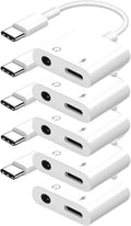 Seulliya USB C to 3.5mm Headphone Jack and Charger Adapter, 2-in-1 Audio & Fast Charging Splitter for Apple iPhone 17/16/15/Pro/Pro Max, iPad, Samsung, Pixel, and More 5Pack
