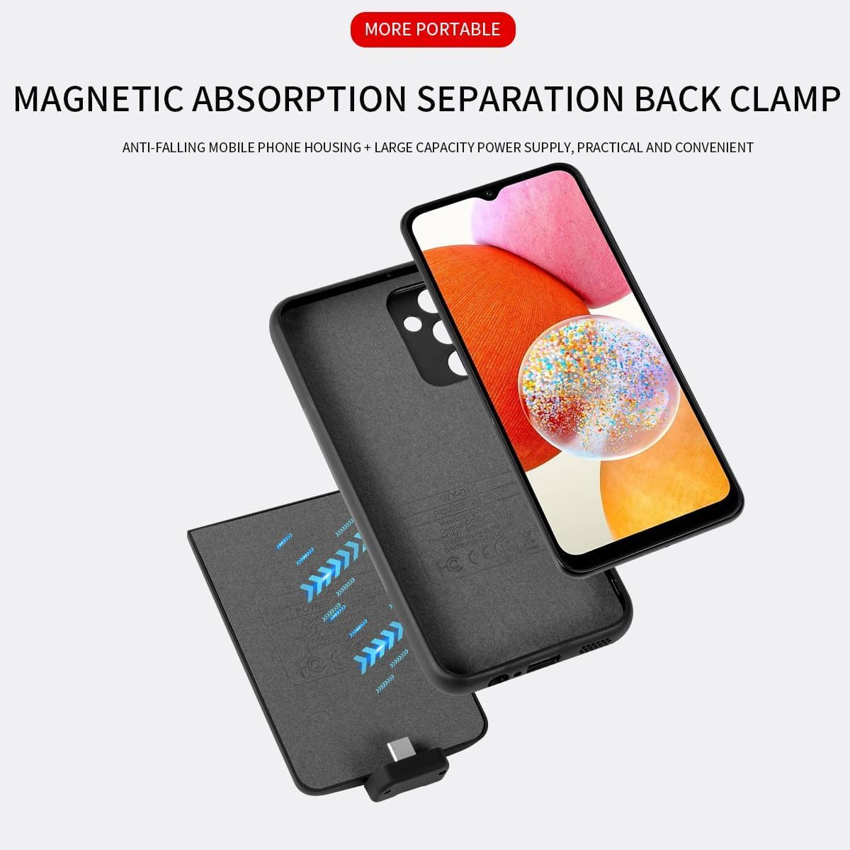 Fey Battery Case for Galaxy A34, Extended Charging Cases for Samsung Galaxy A34 5000mAh Rechargeable External Backup Power Bank Charger Cover, Black