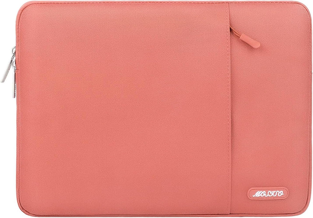 MOSISO Laptop Case 16 inch, 15-15.6 inch Laptop Sleeve Compatible with MacBook Pro 16 M4 M3 M2 M1, HP Acer Dell Lenovo ASUS Notebook, Polyester Vertical Computer Sleeve Bag with Pocket, Coral