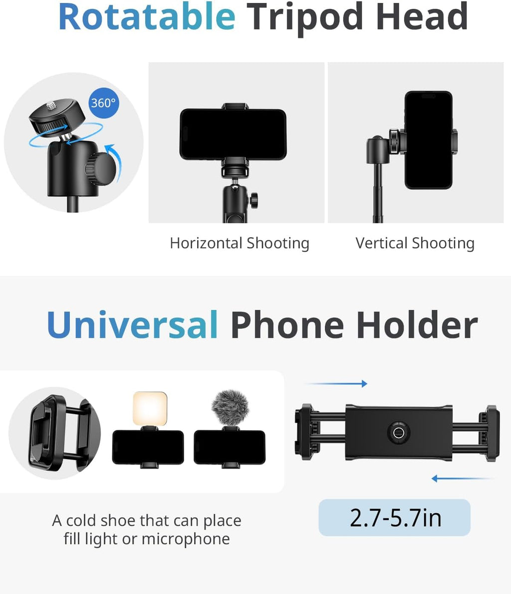 UBeesize Extendable Phone Tripod, Flexible Tripods with Remote, 3 in 1 Selfie Stick with Gopro Mount, iPhone Stand for Recording, Volgging, Live Streaming Fit for Cell Phones, Canon Sony Cameras