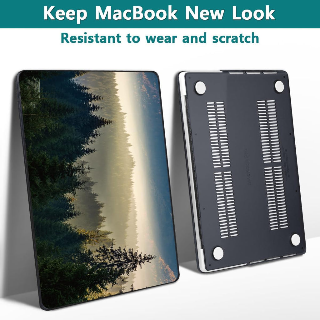 Teryeefi for MacBook Pro 14 inch Case M4 M3 M2 M1 2024 2023 2021 (Model:A3112 A3401 A3185 A2918 A2992 A2779 A2442), Hard Shell Cover + Keyboard Cover, Forest Landscape