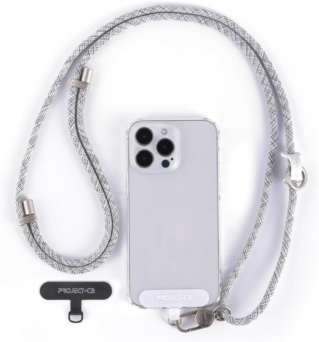 project-cb Cell Phone Lanyard 1,Phone Tether Tab 2,Crossbody Strap,Lanyards for Around the Neck,Adjustable Strap 80-160cm (FoggyBlack-S)