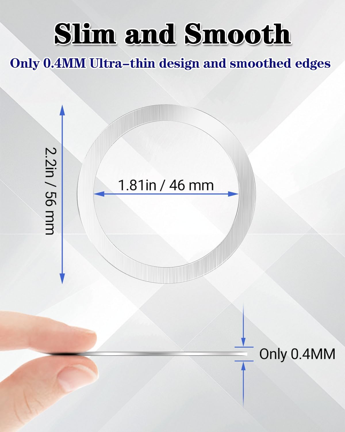Metal Rings,Ultra-Thin(0.4mm) for MagSafe Sticker,Magnetic Adapter,Phone Cases&Wireless Charger,Compatible with iPhone 16/15/14/13,Galaxy S24/S23/S22/Kindle (3Black & 3White & 3Silver)