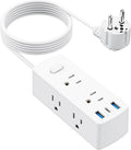 European Travel Plug Adapter, Olcorife US to Europe Type E/F Plug Adapter, International Power Strip with 6 Outlets and 3 USB(1 USB-C), 5 FT Cord for Germany France Iceland Spain