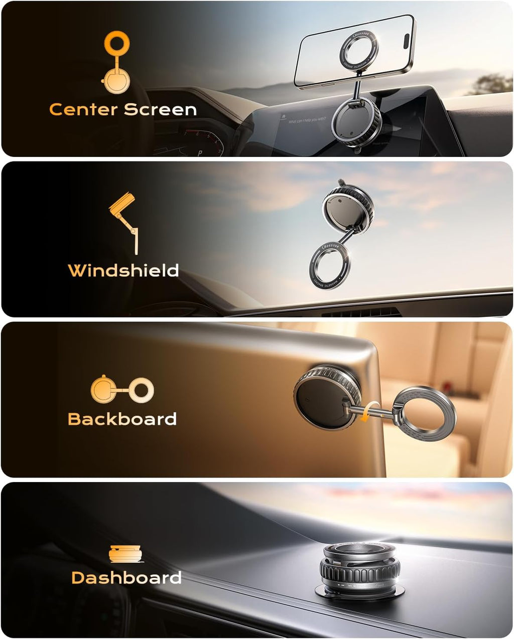 2026 Upgraded Vacuum Suction Cup Phone Mount for Magsafe [109+LBS Strongest Suction], 360° Adjustable Foldable Vacuum Magnetic Phone Holder for Car [24 N55 Stronger Magnets], for iPhone 16/15/14/13/12