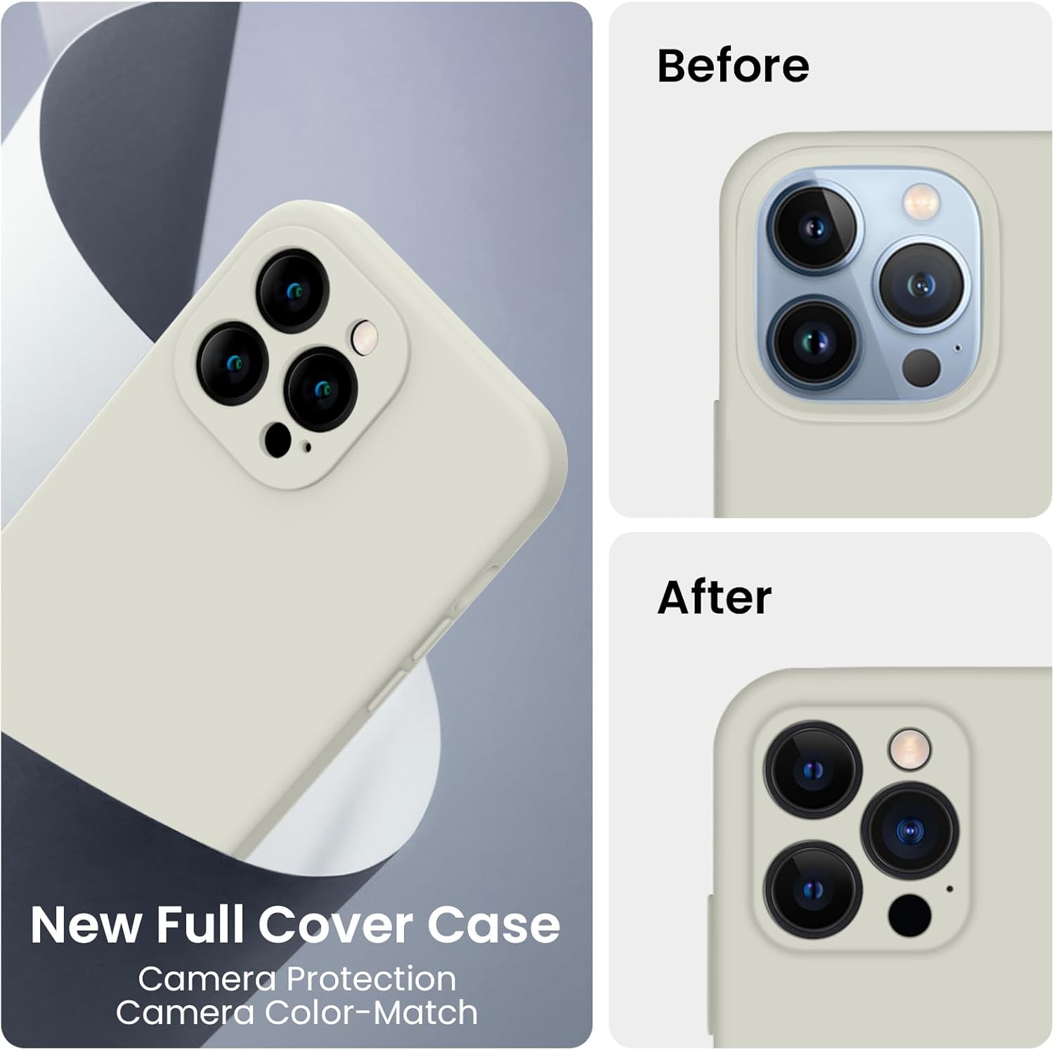 FireNova Designed for iPhone 13 Pro Case, Silicone Upgraded [Camera Protection] Phone Case with [2 Screen Protectors], Soft Anti-Scratch Microfiber Lining Inside, 6.1 inch, Stone