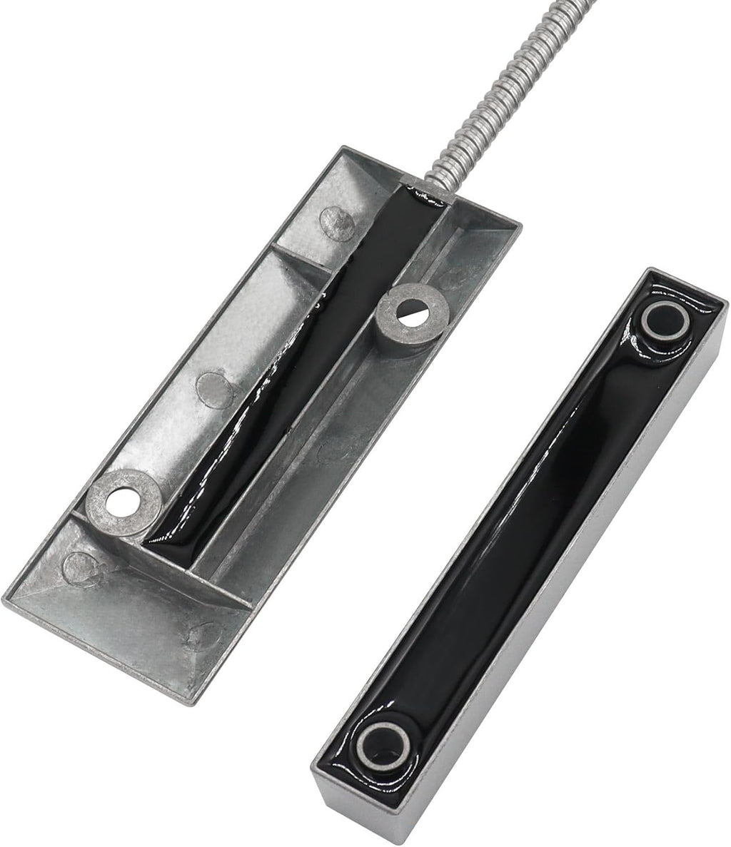 Magnetic Reed Switch Wired Surface Mount Normally Closed NC Contact Sensor Alarm Magnetic Door Switch with 2 Wires, Zinc Alloy Sliver, OC-55