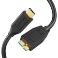 CableCreation 2FT*2 USB C to Micro B Cable,10Gbps Speed External Hard Drive Braided,USB 3.1 Type C to Micro B Work for iPhone 15/16,Seagate WD Westgate My Passport,MacBook Pro,iPad/Tablet,Black