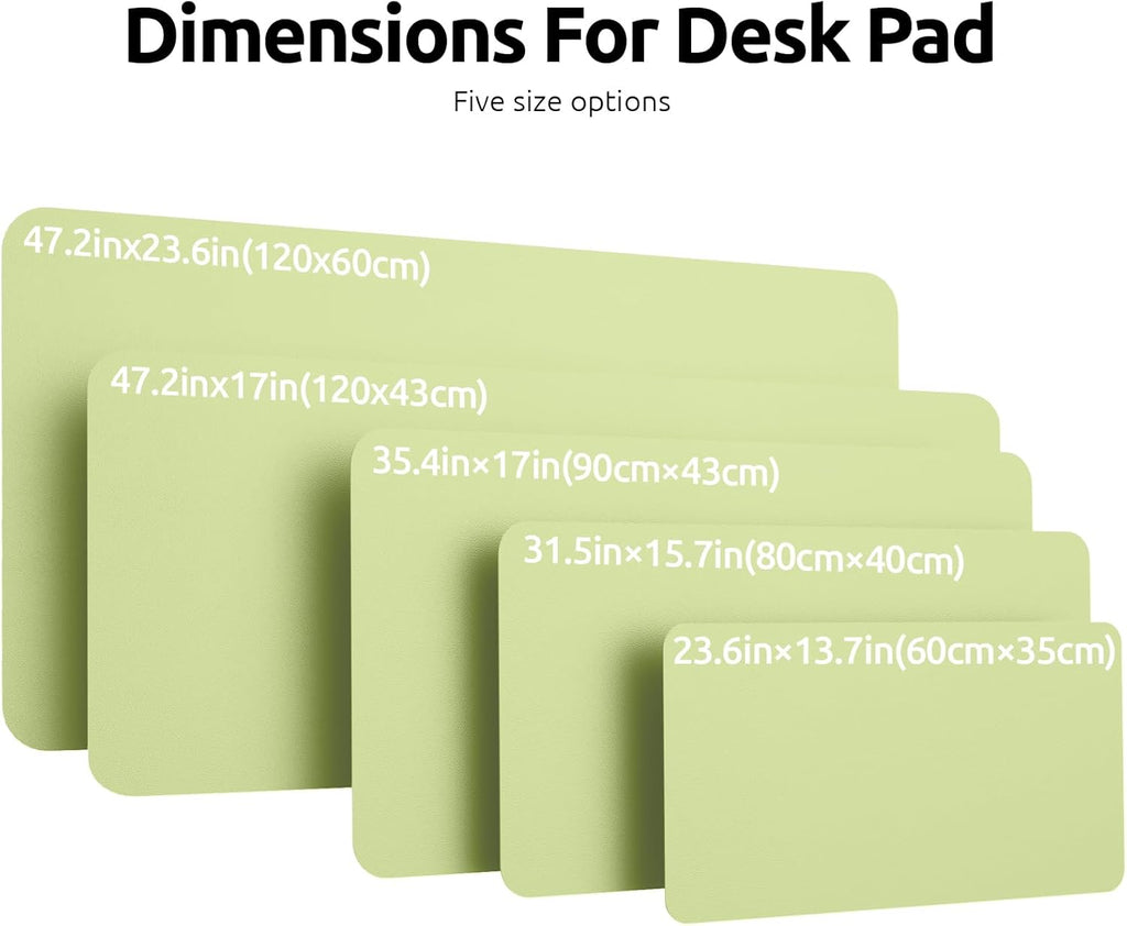 YSAGi Leather Desk Protector, Office Mat, Large Mouse Mat, Non-Slip PU Leather Blotter, Laptop Desk Pad, Waterproof Writing Pad for Office and Home (Peak Green, 47.2" x 23.6")