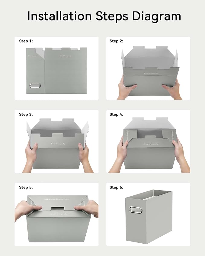 Oterri File Organizer Box, Portable Collapsible Cardboard File Folder Organizer - Image 5