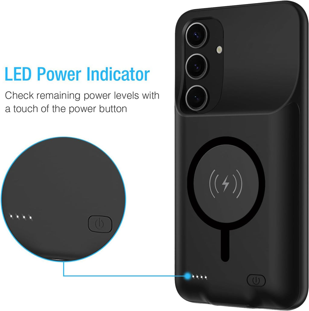 Battery Case for Galaxy A54,Enhanced [12000mAh]Ultra Thin Portable Protective Qi Wireless Charging Case Compatible with Galaxy A54 (6.4inch) Rechargeable Extended Battery Charger Case (Black)