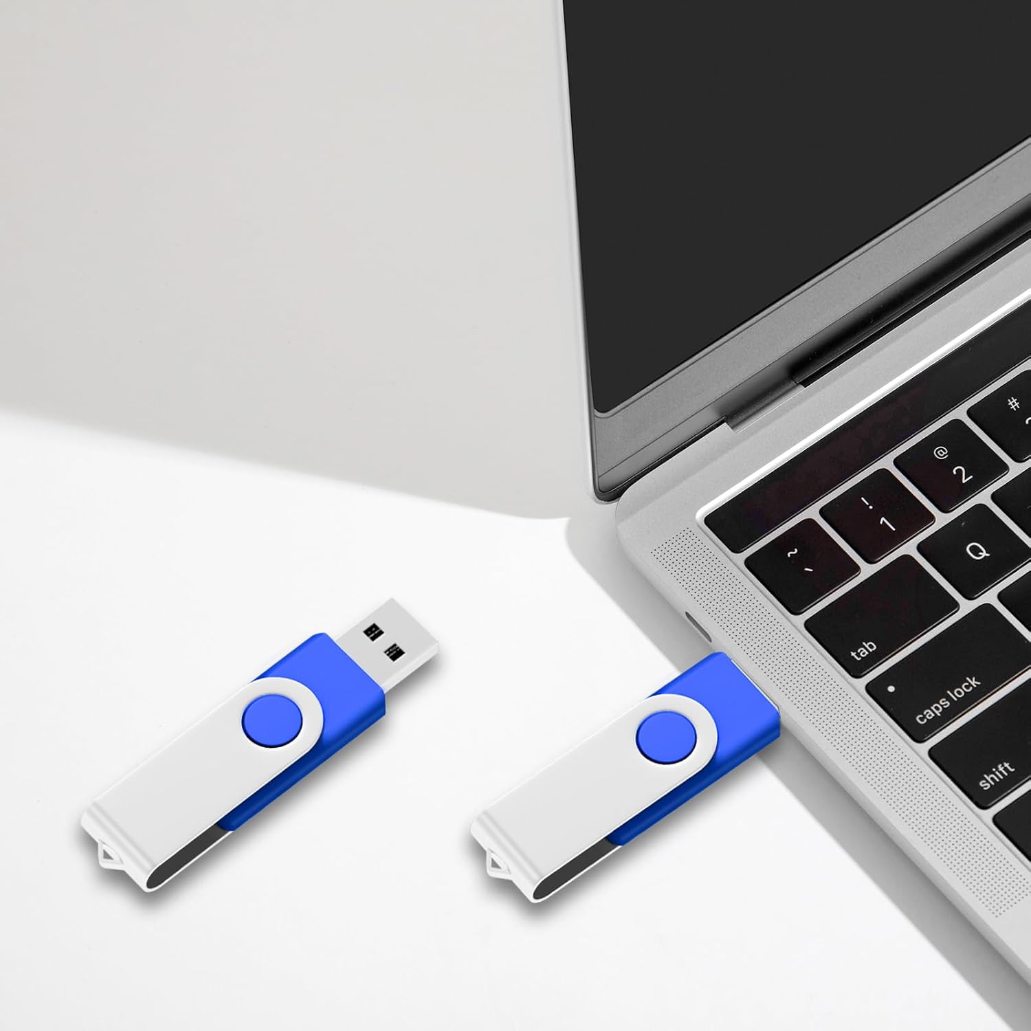 100Pack of 16GB Bulk Flash Drives EASTBULL Flash Drives Pack USB 2.0 Thumb Drives Bulk Swivel USB Drives Bulk with Strings (16GB-Blue)