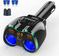 [2025 Upgraded] Cigarette Lighter Splitter, SUPERONE 180W 2-Socket Cigarette Lighter Adapter with Dual QC3.0 and 20W PD USB C Car Charger Splitter for GPS/Dash Cam/Laptop/iPad/iPhone 16/15/14/13/12/11