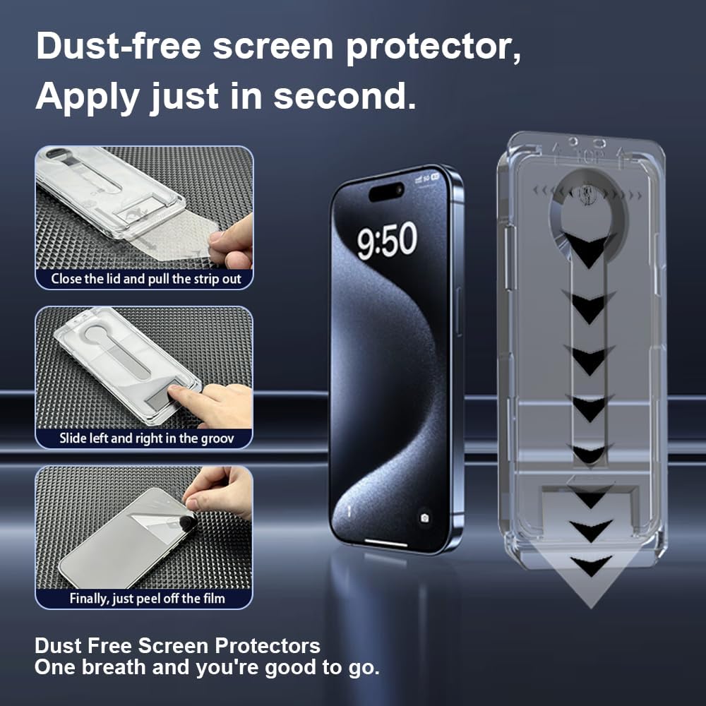 OneFish Screen Protector for Iphone 16e/14/13/13Pro, HD Clarity Tempered Glass Film 9H+ Hardness, with Hassle-Free Installation Frame, Dust-Free Bubble-Free Anti-Fingerprint, 2Pack