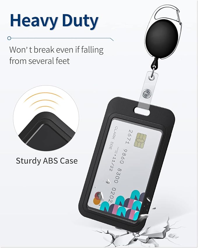 Uniclife 1 Pack Sliding ID Badge Holder Hard Black Vertical Plastic Card Case - Image 4