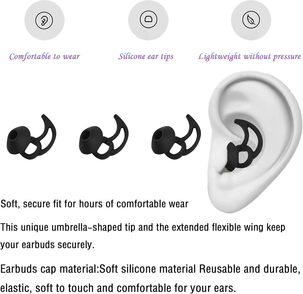 Small Earbud Replacement Tips Silicone Earbud Tips Eartips Compatible with Bose Quietcomfort and Sport Headphone Ear Tips Ear Bud Covers 3 Pairs
