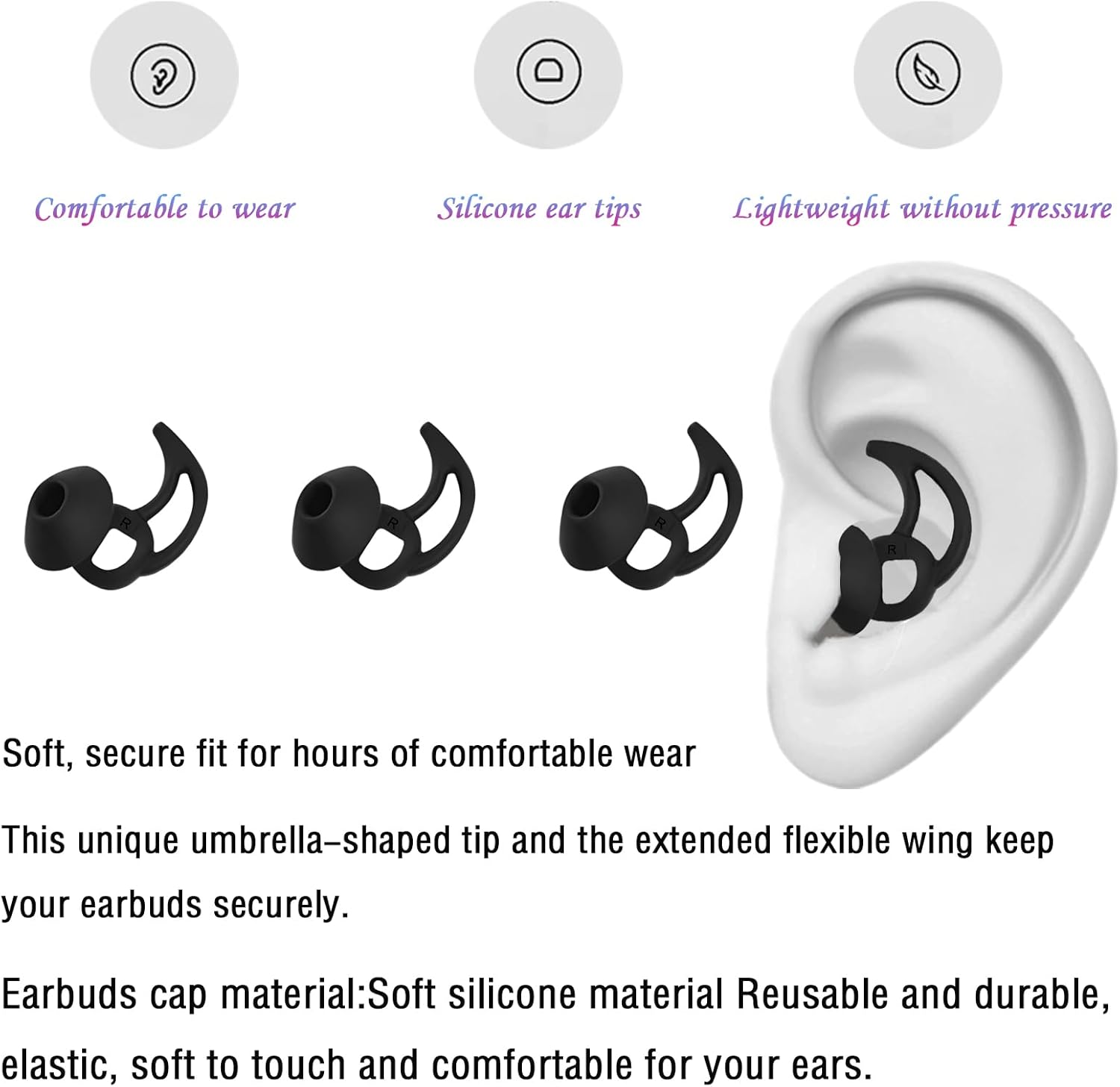 Small Earbud Replacement Tips Silicone Earbud Tips Eartips Compatible with Bose Quietcomfort and Sport Headphone Ear Tips Ear Bud Covers 3 Pairs