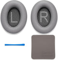 Premium Replacement Ear Pads for Bose QC2, QC15, QC25, QC35 I & II – Soft Protein Leather & Memory Foam Cushions – Enhanced Noise Isolation – Easy Installation Kit & Cleaning Cloth (Silver)
