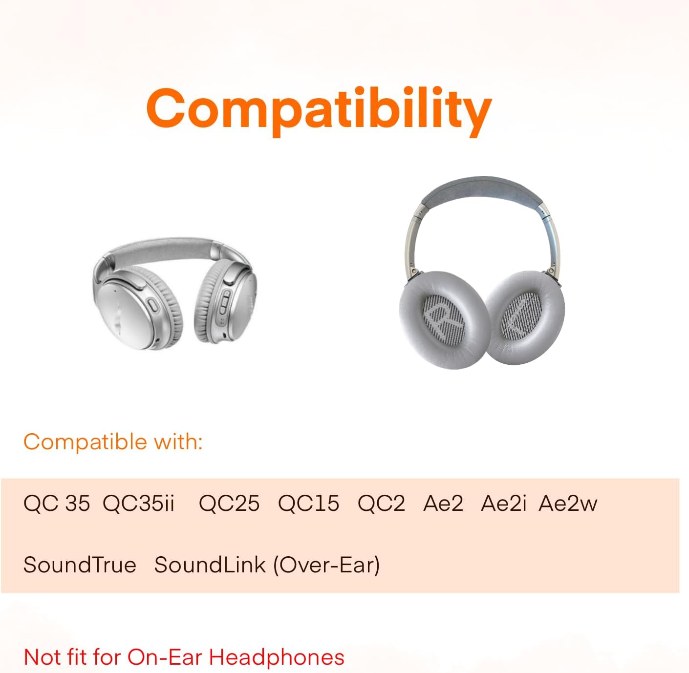 MBWIGF Replacement Ear Pads for Bose QuietComfort 35 (QC35) & Quiet Comfort 35 II (QC35ii) Headphones, Replacement Earpad Cushion with Comfortable Extra Thick Memory Foam and Softer Leather (Gray)