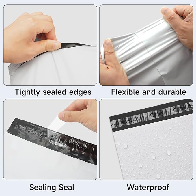 White Poly Mailers 10x13 Inch, 100 Pack | Self-seal shipping bags - Image 5