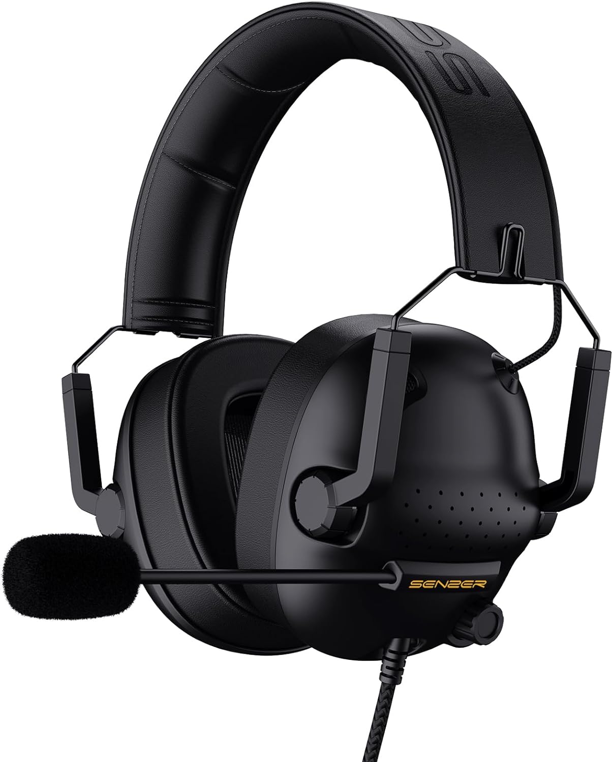 SENZER SG500 Surround Sound Pro Gaming Headset with Noise Cancelling Microphone - Soft Memory Foam Padding - Portable Foldable Headphones for PC, PS4, PS5, Xbox One, Switch - Black