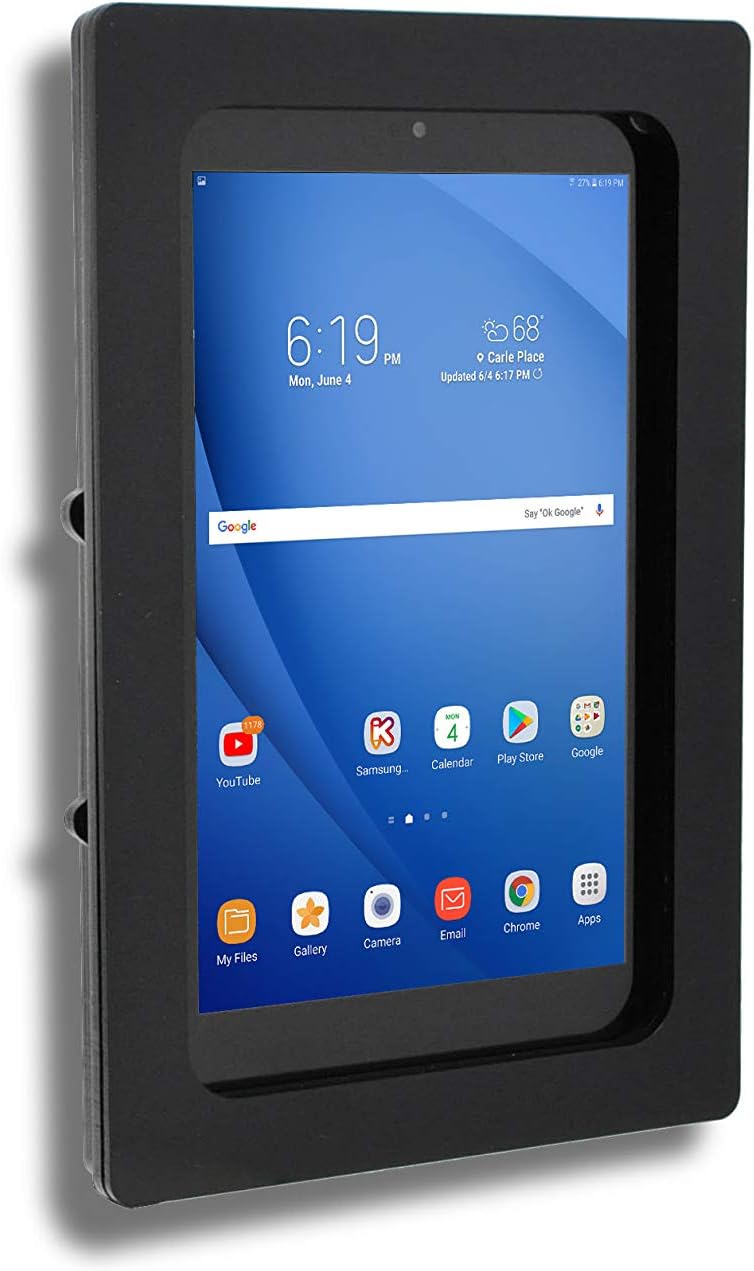 TABcare Anti-Theft Acrylic VESA Enclosure for Galaxy TAB A7 Lite 8.7" SM-T220 Tablet with Free Wall Mount Kit & 90-Degree Angle USB C Cable (TAB A7 Lite, Black)