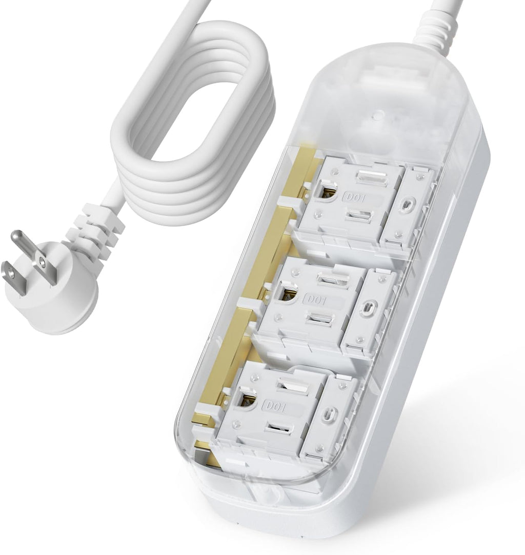 3 Outlets 6ft Extension Cord, Surge Protector Power Strip, 1875W Outdoor Power Strip Weatherproof, Mountable Small Power Strip for Office, Outdoor, Travel.