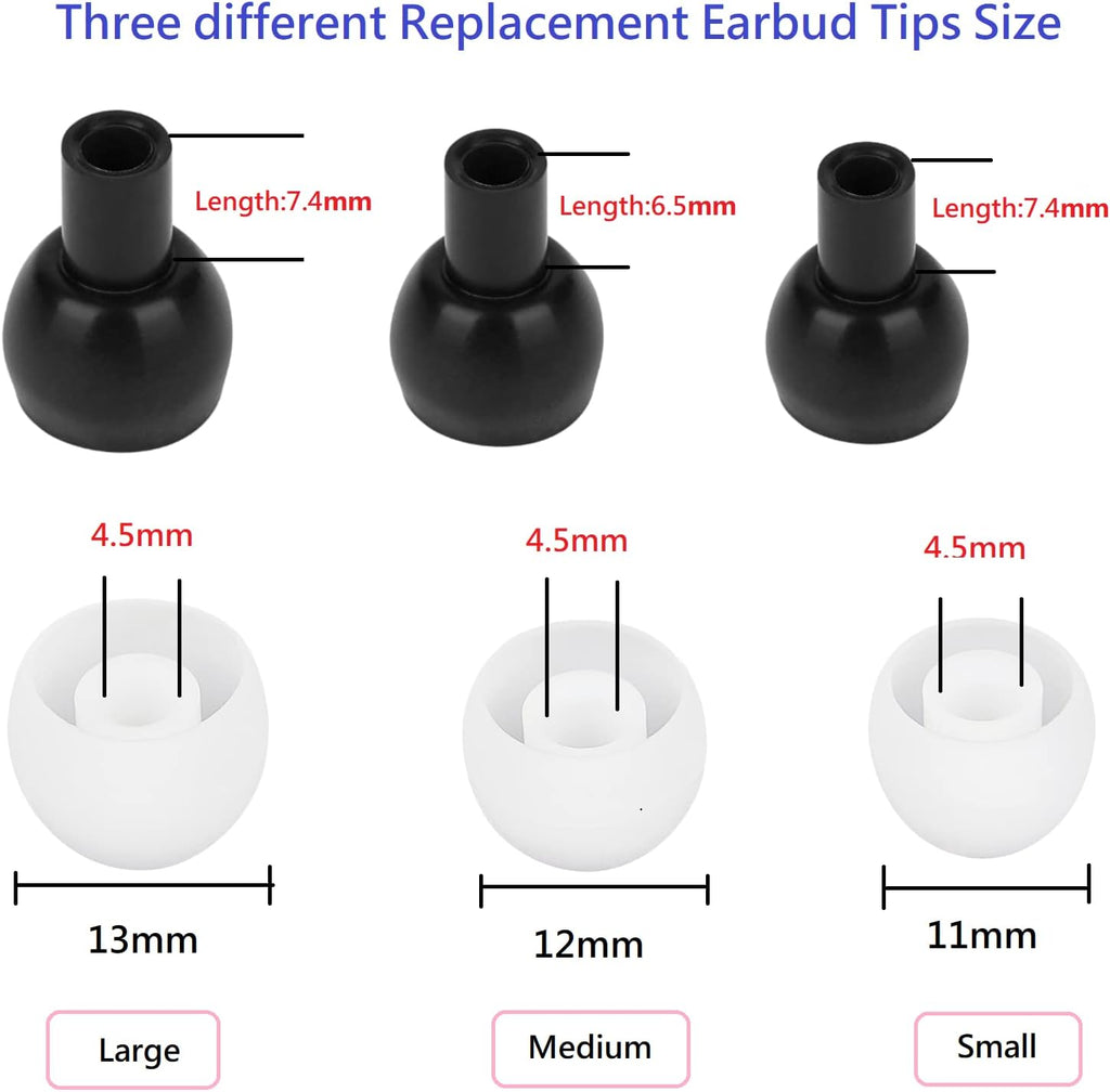 36 Pieces Medium Earbud Tips Soft and Comfortable Ear Bud Replacement Pieces Silicone Fit Most in-Ear Headphones，Inner Hole 3.8mm -5.5mm，Medium White Earbud Replacement Tips