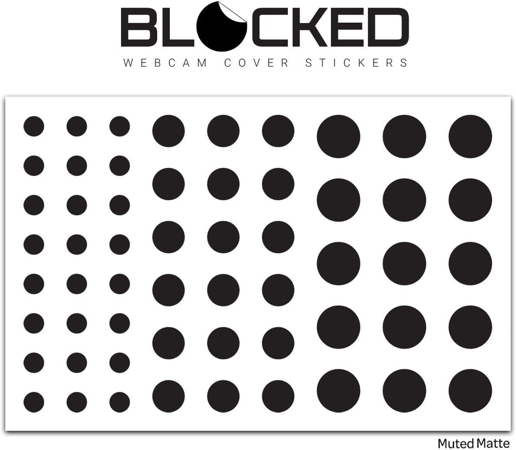 BLOCKED Stackable Webcam/Camera Vinyl Covers | 57 Low-Tack Restickable Webcam Sticker | 3-Sizes | Black 57-Pack (Muted Matte)