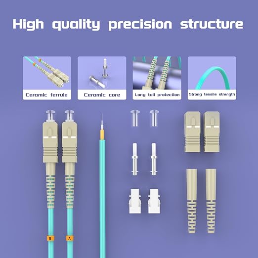SC/UPC to FC/UPC Fiber Patch Cable OM3 25Meter/82ft 10GB/Gigabit Multimode - Image 4