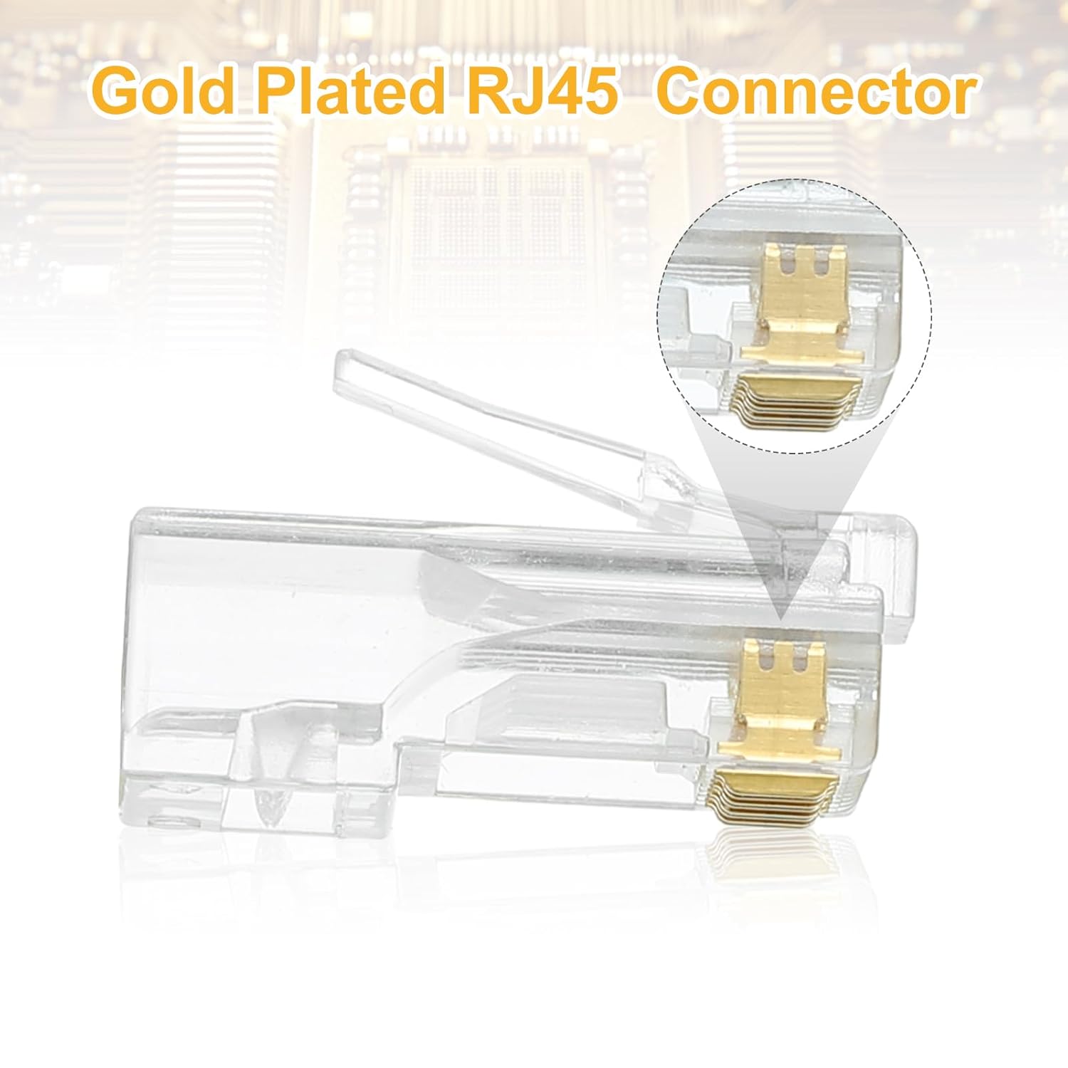 MECCANIXITY 100pcs Cat6 RJ45 Pass Through Connectors, RJ45 Connector 8P8C Gold Plated Plugs with 100pcs White Strain Relief Boots for Solid or Stranded UTP Ethernet Cable, 1.1mm