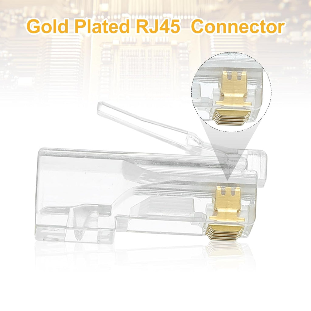 MECCANIXITY 30pcs Cat6 RJ45 Pass Through Connectors, RJ45 Connector 8P8C Gold Plated Plugs with 30pcs Light Grey Strain Relief Boots for Solid or Stranded UTP Ethernet Cable, 1.1mm