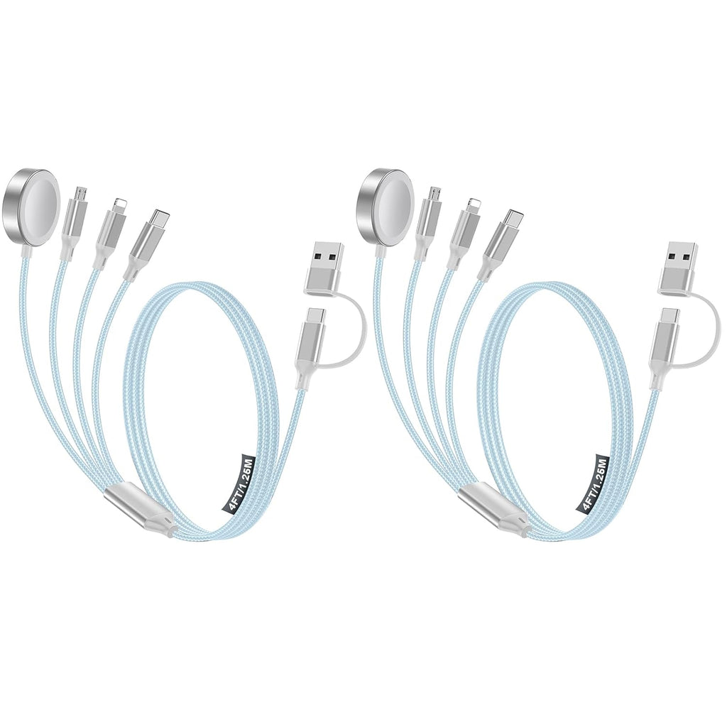2 Pack Charging Cable for Apple Watch Charger/Samsung/iPhone Charger,Car/Office/Camping/Travel Essentials,Type C Cable Cord for iWatch Ultra/10-2/iPhone 16-11/Samsung S25-S20,iPad,airPods-Blue